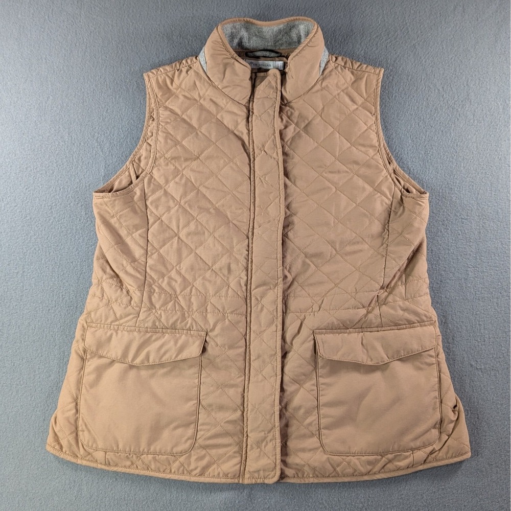 Peter Millar Womens LF21Z13 Quilted Vest Size Large Tan Camel Solid